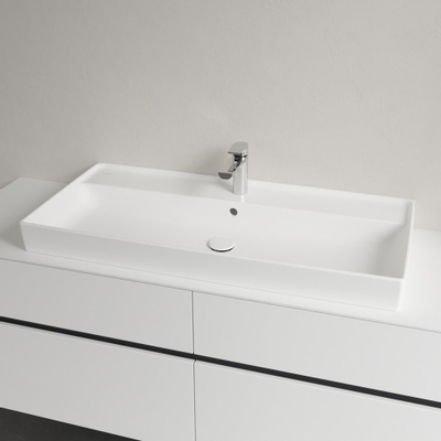 Villeroy & Boch Collaro meubelwastafel - 100x47cm - met overloop - 1 kraangat CeramicPlus - Stone White (mat wit)