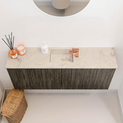 Mondiaz JOYA-DLUX 100cm meuble de toilette - couleur Shadow - Vasque FAYE position Milieu 1 trou de robinet couleur Frappe.