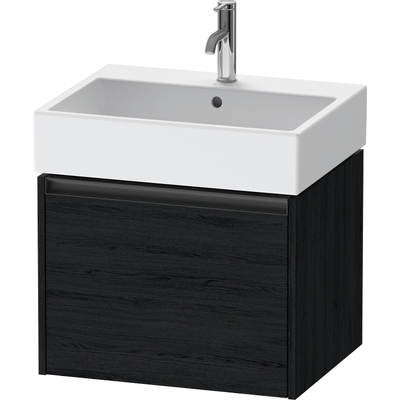 Duravit Ketho.2 Wastafelonderbouwkast - met 1 lade - 58.4x46x44cm - met greep antraciet - eiken zwart mat