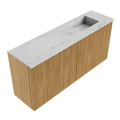 Mondiaz JOYA-DLUX Meuble de salle de bains 90cm - couleur Chêne - Vasque FAYE position Droite Sans trou de robinet couleur Opalo