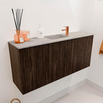 Mondiaz JOYA-DLUX 90cm toiletmeubel - kleur Walnut - Wastafel FAYE positie Midden 1 kraangat kleur Glace.