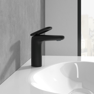 Villeroy & Boch Antao 1 greeps wastafelkraan - 140mm - met push open afvoergarnituur - mat zwart