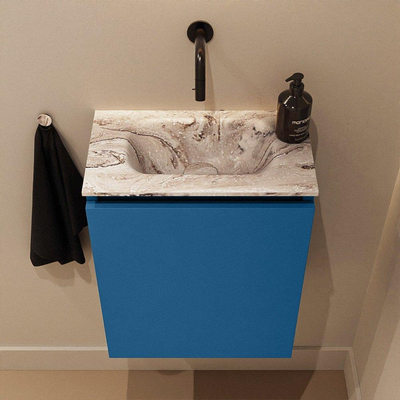 MONDIAZ TURE-DLUX 40cm toiletmeubel Jeans. EDEN wastafel Glace positie midden. Zonder kraangat.