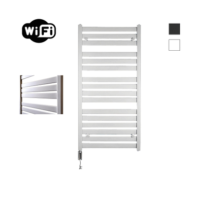 Sanicare HVW - Moda Radiateur électrique - 120x60cm - 876W - wifi - thermostat - chrome - en bas à gauche - blanc mat