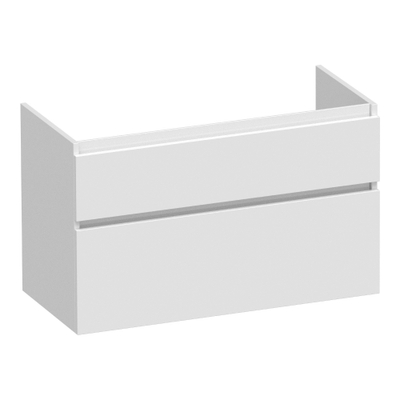 BRAUER Delight wastafelonderkast - 100x46x60cm - 2 softclose lades - greeploos - 1 sifon uitsparing - hoogglans wit