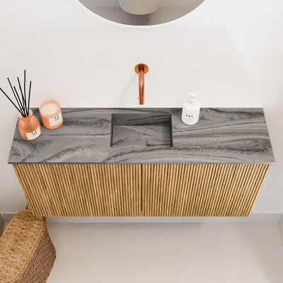 Mondiaz JOYA-DLUX Meuble de salle de bains 90cm - couleur Oak - Vasque FAYE position Milieu Sans trou de robinet couleur Sombra
