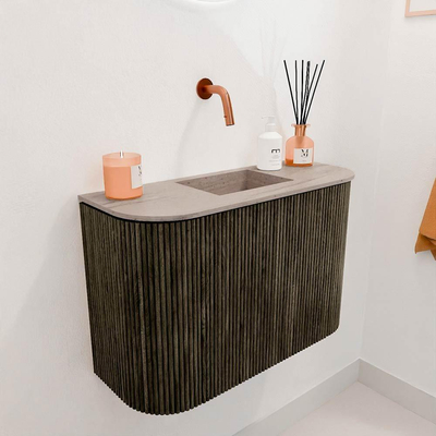Mondiaz JOYA-DLUX 63.2cm toiletmeubel - ronding links en rechts kleur Shadow - Wastafel FAYE positie Midden Zonder kraangat kleur Saba.