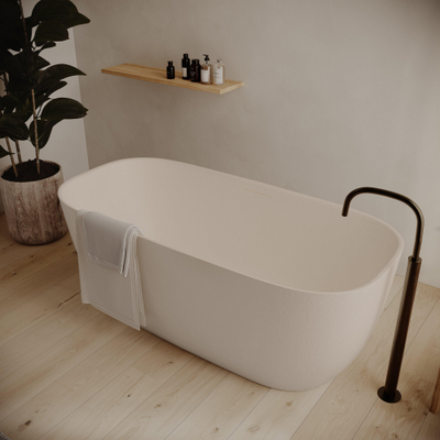 Ideavit Archtec Vrijstaand Bad - 170x80x63cm - rock texture - overloopgat - verstelbare poten - crème beige