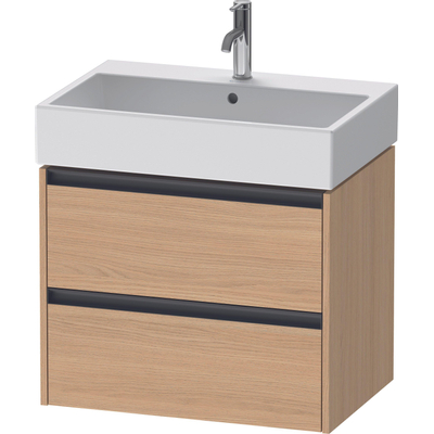 Duravit Ketho 2 meuble sous-lavabo avec 2 tiroirs 68.4x46x54.9cm avec poignées chêne naturel mat anthracite