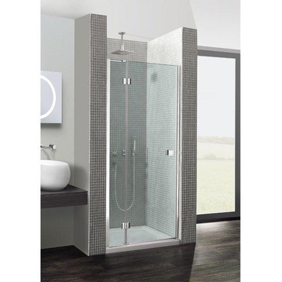 Crosswater Design New draaideur vast paneel 100x195cm zilver profiel helder glas SHOWROOMMODEL