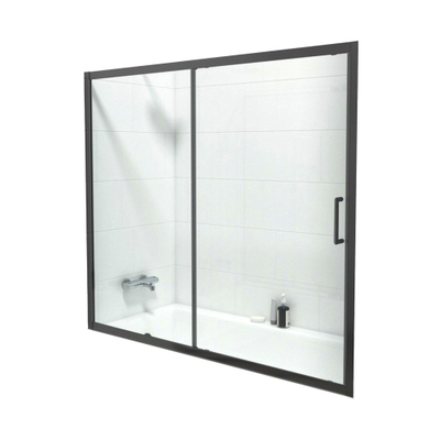 FugaFlow ID06 Quick Fit Page baignoire - Porte coulissante en 2 pièces - 170x150cm - 6mm verre de sécurité - anti calcaire - Noir mat