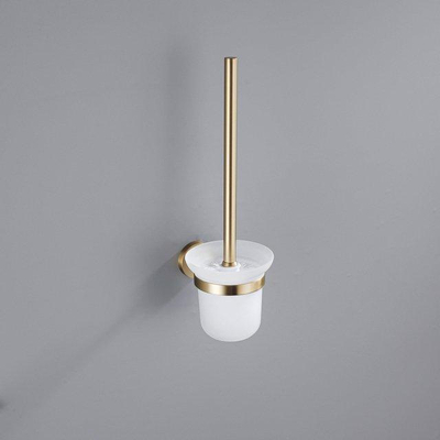 FugaFlow Eccelente Ensemble d'accessoires WC - porte-rouleau de papier toilette avec couvercle - brosse WC - crochet à serviette - laiton brossé PVD (or)