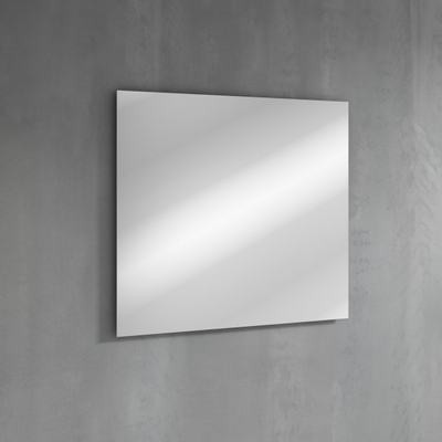 Saniclass Prime Balance Ensemble meuble de salle de bains - 80x55x45cm - 1 vasque rectangulaire en céramique blanche - 1 trou de robinet - 2 tiroirs - miroir rectangulaire - bleu marine mat
