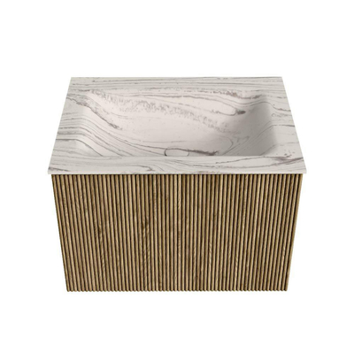 MONDIAZ KURVE-DLUX Meuble de salle de bains 60 cm couleur Dusk avec 1 tiroir et 0 porte. Lavabo CLOUD Central 1 trou de robinet Nata.