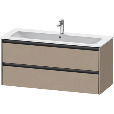 Duravit Ketho 2 meuble sous-lavabo avec 2 tiroirs pour lavabo simple 121x48x55cm avec poignées anthracite Linnen mat