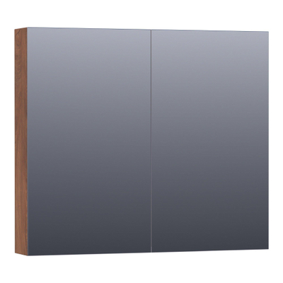 BRAUER Impress armoire de toilette – 80 x 70 x 15 cm – 2 portes, portes-miroir double face – Forest Cacao