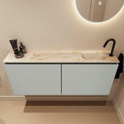 MONDIAZ TURE-DLUX Meuble toilette - 120cm - Greey - EDEN - vasque Frappe - position droite - 1 trou de robinet