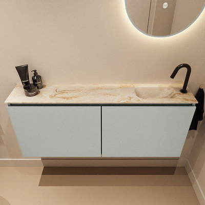 MONDIAZ TURE-DLUX Meuble WC 120cm Greey. Lavabo EDEN Frappe position droite. Avec 1 trou de robinet.