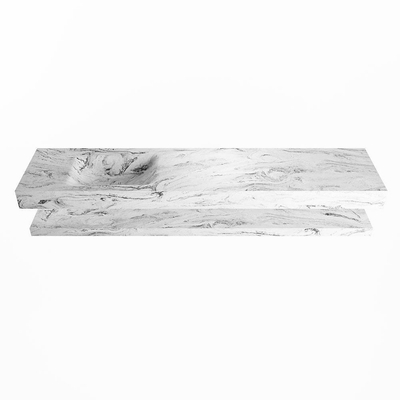 Mondiaz ALAN-DLUX Ensemble de meuble - 200cm - meuble Glace mat - 0 tiroirs - Lavabo Cloud Glace suspendu - vasque Gauche - 1 trou de robinet