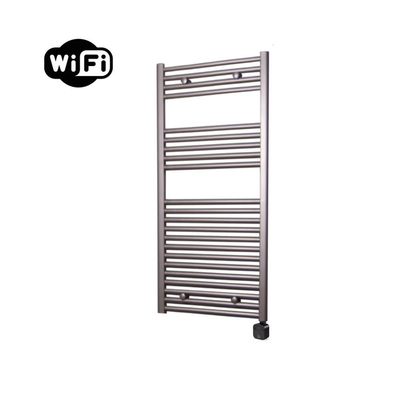 Sanicare HPW Radiateur électrique - 111.8x45cm - 596W - wifi - thermostat - noir - en bas à droite - aspect inox (argent)