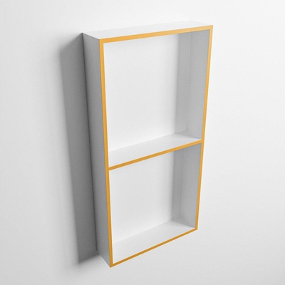 Mondiaz Easy nis 29.5x59.5x8cm voor Inbouw/opbouw 2 open vakken Solid surface Talc/Ocher