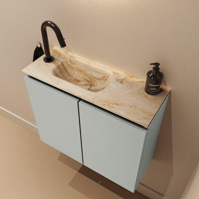 MONDIAZ TURE-DLUX Meuble de toilettes 60cm Greey. EDEN lavabo Frappe position à gauche. Avec 1 trou de robinet.