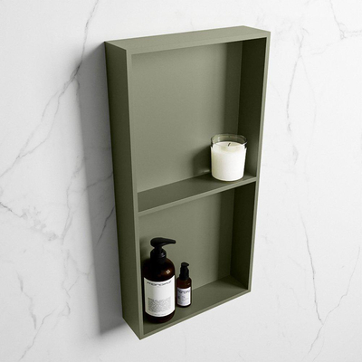 Mondiaz Easy nis 29.5x59.5x8cm voor Inbouw/opbouw 2 open vakken Solid surface Army/Army