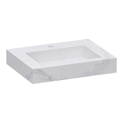 BRAUER Delight Wavy meuble sous-lavabo - 60cm - 2 tiroirs softclose - sans poignées - 1 découpe pour siphon - 1 lavabo - Forest Wheat