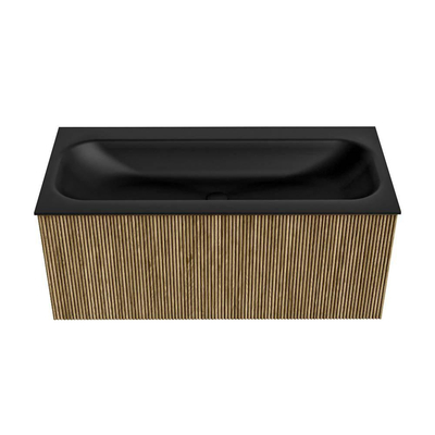 Mondiaz KURVE Badkamermeubelset - 100x46x40cm - 1 lade - wastafel solid surface - midden - 1 kraangat - Dusk