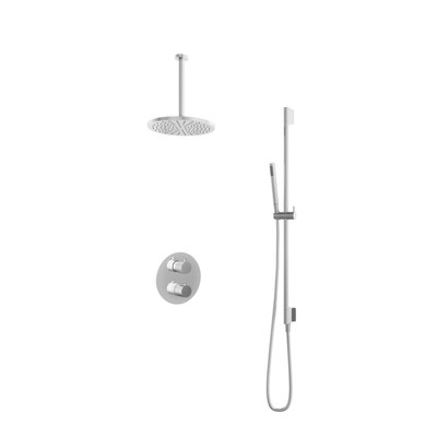 Hotbath Buddy IBS - Regendoucheset - 2-weg-omstel - 30cm plafondarm - 30cm ronde hoofddouche - staafhanddouche - glijstang - hoogglans chroom