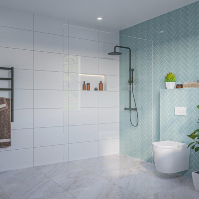 FugaFlow Eccelente Vetro Inloopdouche - helder glas - 160x200cm - 8mm - nano - blind inbouw profiel