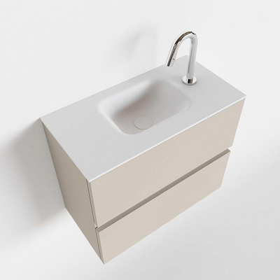 Mondiaz ADA Meuble lave-mains 60x30x50cm avec 1 trou pour robinet 2 tiroirs Linen mat Lavabo Lex Centre Solid Surface Blanc