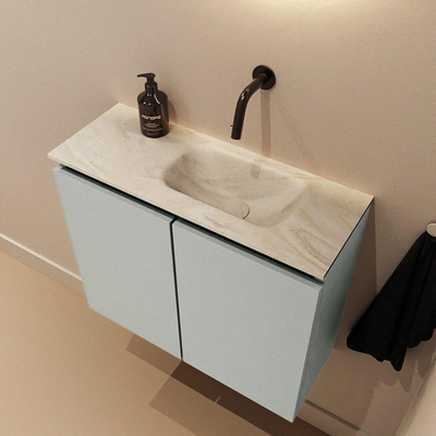 MONDIAZ TURE-DLUX meuble WC 60 cm Greey. EDEN vasque Ostra position à droite. Sans trou de robinet.