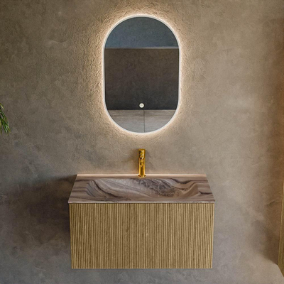 MONDIAZ KURVE-DLUX 80cm badmeubel kleur Dusk met 1 lade en 0 deuren. Wastafel BIG SMALL Midden 1 kraangat Sombra.