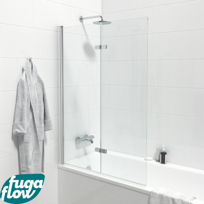 FugaFlow Efficiente Vetro Pare-baignoire - 2 pièces pivotantes - 110x150cm - verre de sécurité 6mm - anti-calcaire - chrome