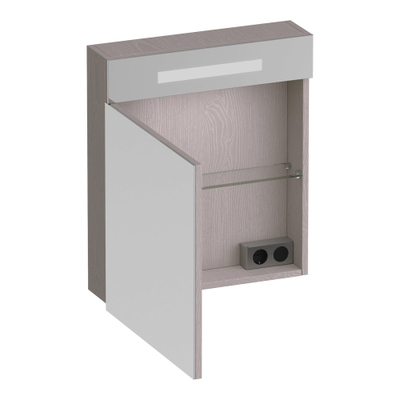 Miroir de toilette BRAUER Promise - 60x70x15cm -- avec éclairage 1 porte miroir ouvrant vers la gauche Timber Greige