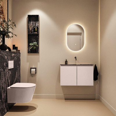 MONDIAZ TURE-DLUX Meuble toilette - 80cm - Rosee - EDEN - vasque Lava - position centrale - sans trou de robinet