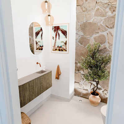 Mondiaz JOYA-DLUX 101.6cm toiletmeubel - ronding links kleur Dusk - Wastafel FAYE positie Rechts Zonder kraangat kleur Saba.