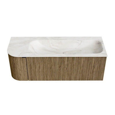 Mondiaz KURVE-DLUX Ensemble de meuble de salle de bains - 125x46x40cm - 1 tiroir - 1 porte - lavabo solid surface - droit - sans trou de robinet - Dusk