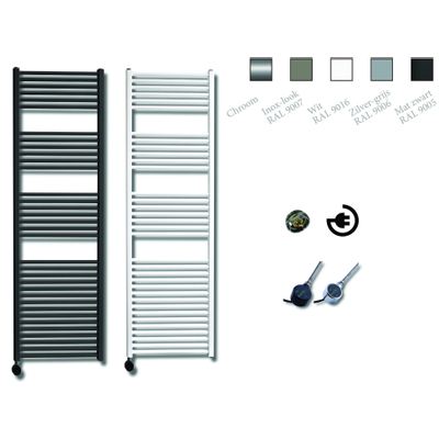Sanicare Elektrische Design Radiator - 172 x 45 cm - 920 Watt - thermostaat chroom linksonder - chroom