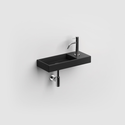 Clou Mini Wash Me fontein 45x19cm kraangat rechts Keramiek Zwart mat OUTLETSTORE