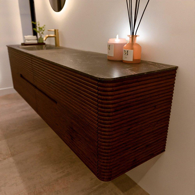 Mondiaz CIRO-DLUX Badkamermeubelset - 190x45x50cm - Solid surface wastafel Lava - 1 wasbak Links - 1 kraangat - 4 lades - Ruby