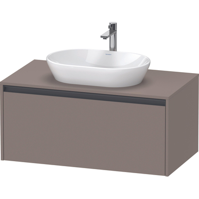 Duravit ketho 2 meuble sous lavabo avec plaque de console avec 1 tiroir 100x55x45.9cm avec poignée anthracite basalte mate