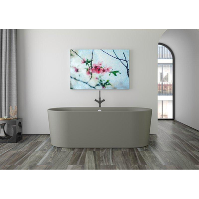 PliegerKansasvrijstaand bad acryl met waterinlaat180x80x60cmmet poten | met af- en overloopgarnituur chroomcementgrijs