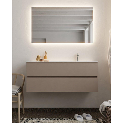 Mondiaz VICA ensemble de meuble de salle de bain - 120cm - meuble sous-vasque fumée - 2 tiroirs - lavabo lune droite - 1 trou de robinet - version XL 60cm haut