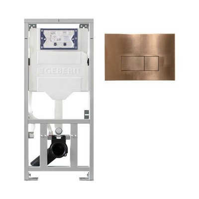 Geberit Bâti-support encastrable - UP320 - plaque de commande QeramiQ metal - DualFlush - boutons rectangulaires - Cuivre