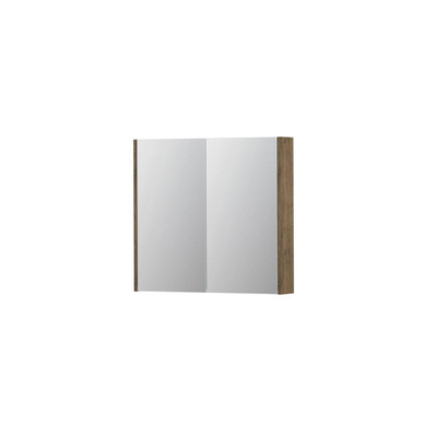 INK SPK2 armoire de toilette – 80 x 74 x 14 cm – 2 portes, portes-miroir double face – Chêne Naturel