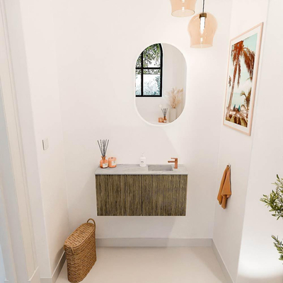 Mondiaz JOYA-DLUX 80cm toiletmeubel - kleur Dusk - Wastafel FAYE positie Rechts 1 kraangat kleur Glace.