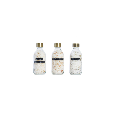 Wellmark Giftbox Badzout 3-delig - Helder Glas - Messing Dop - JUST RELAX SHOWROOMMODEL