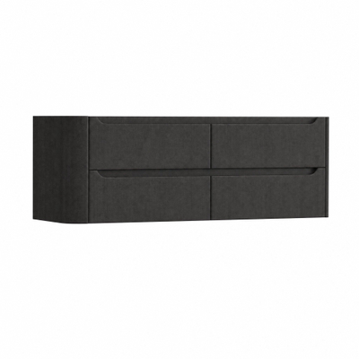 H&R Badmeubelen Juice Wastafelonderkast - 140x45x50cm - linkerhoek afgerond - 4 lades - geïntegreerde greep - basalt